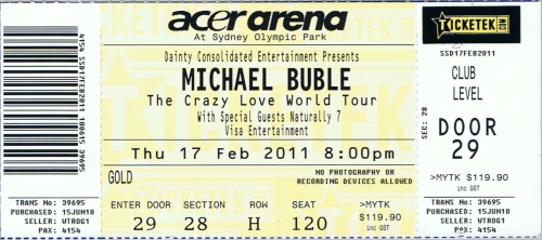 Michael Buble concert ticket